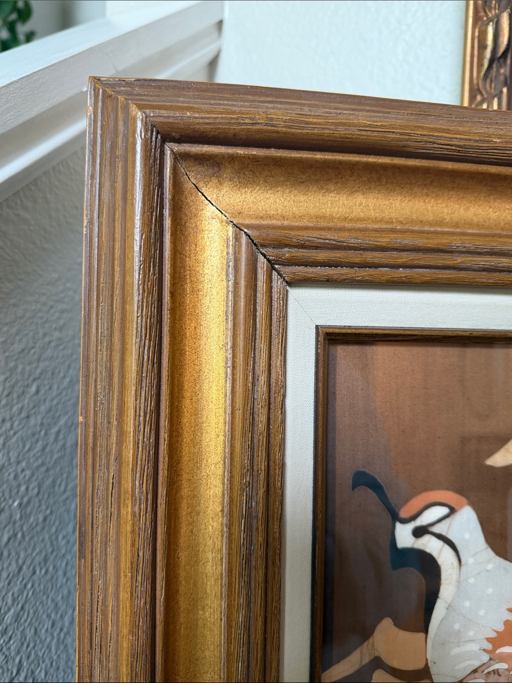 Vintage large 17x20 framed quail MCM artwork - Picture 7 of 10